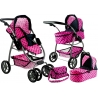 Vaikiškas vežimėlis lėlėms Belly Pink Dots