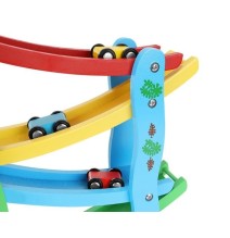 Medinė nusileidimo trasa su 4 mašinytėmis