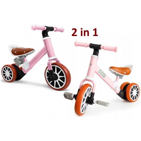 Universalūs dviratukas 2in1 su papildomais pedalais Luxury Pink
