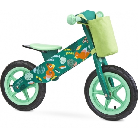 Medinis balansinis dviratis ZAP Green su krepšeliu