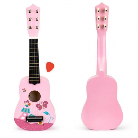 Gitara medinė Pink su 6 metalinėmis stygomis