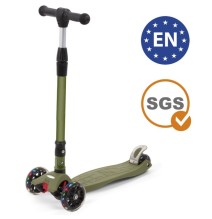 Sulankstomas triratis LED paspirtukas Khaki