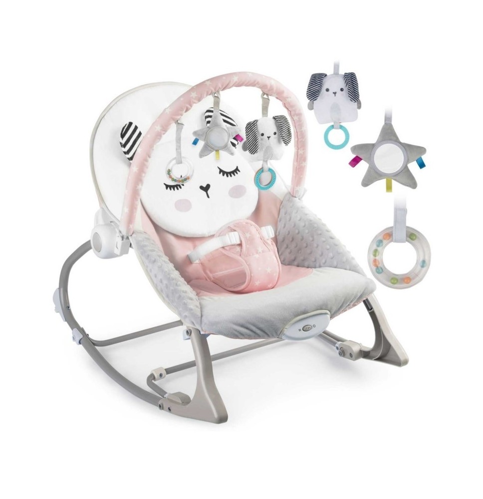 Vibro kėdute – gultukas Bunny Pink iki 18 kg.