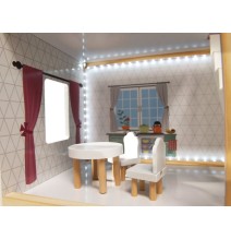 Medinis lėlių namas Grey 78 cm. aukščio su LED apšvietimu