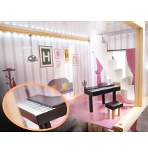Medinis lėlių namas Grey 78 cm. aukščio su LED apšvietimu