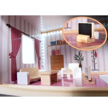 Medinis lėlių namas Grey 78 cm. aukščio su LED apšvietimu