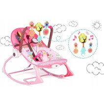 Vibro kėdute – gultukas Pink Birds iki 18 kg.