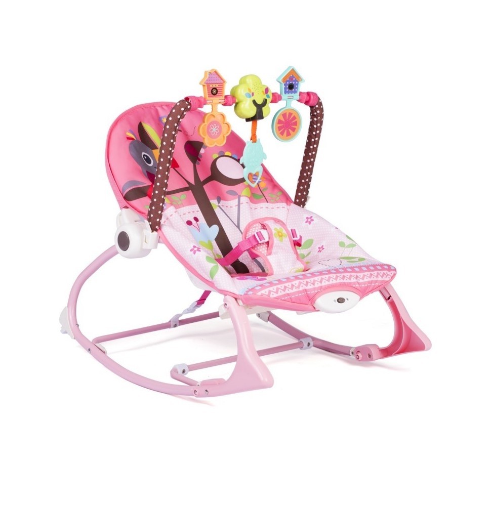Vibro kėdute – gultukas Pink Birds iki 18 kg.