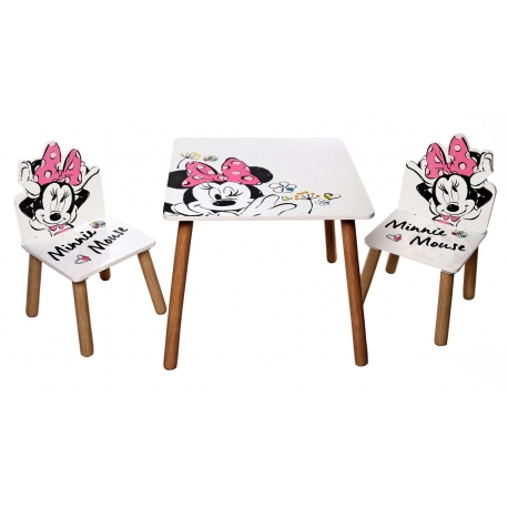 Medinis staliukas su 2 kėdutėmis Disney Minnie