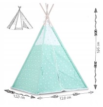 Palapinė Tipis Mint Stars su pagalvėlėmis ir girliandomis