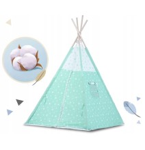 Palapinė Tipis Mint Stars su pagalvėlėmis ir girliandomis