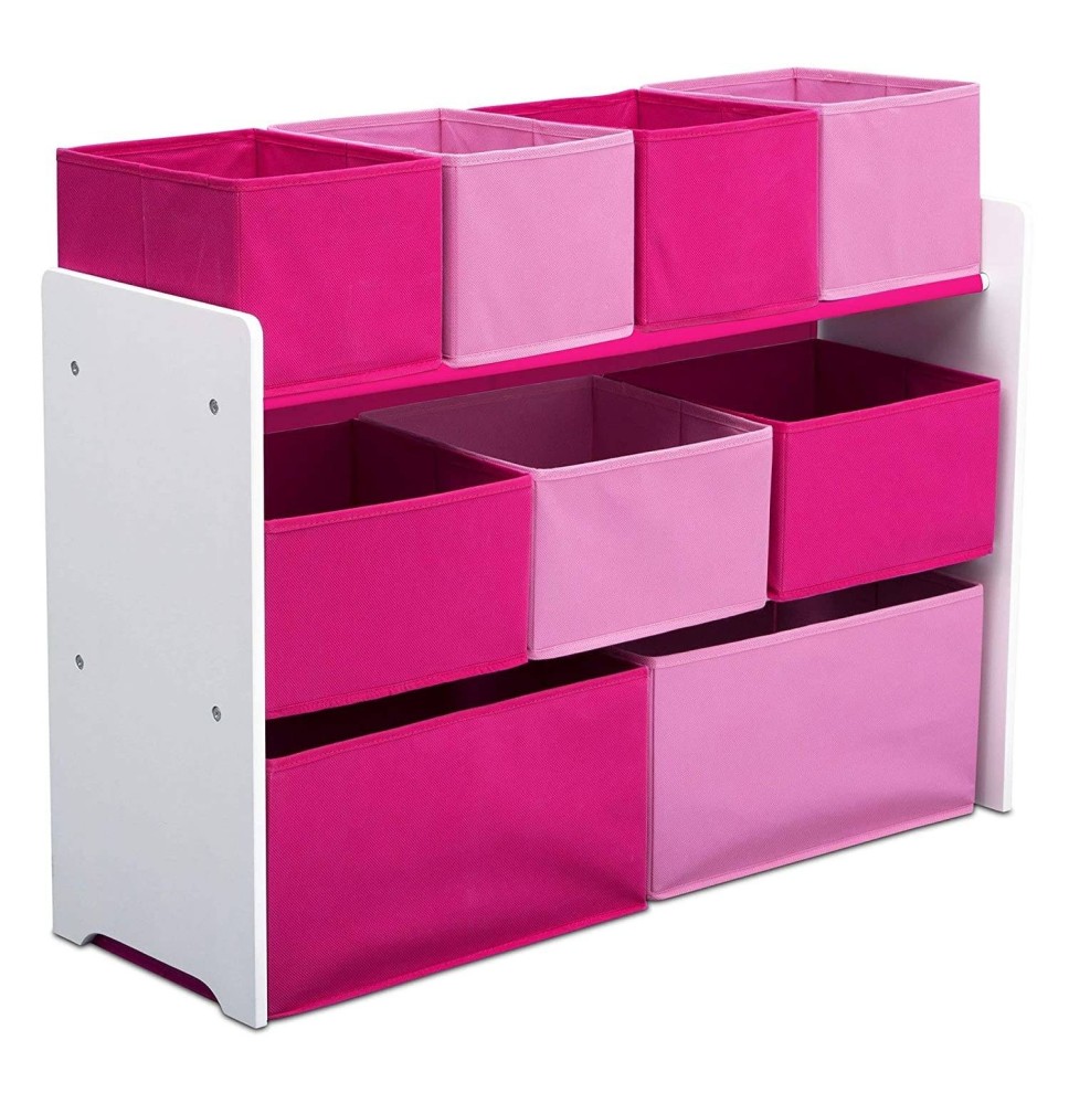 Didelę žaislų lentyna su 9 daiktadėžėmis Pink