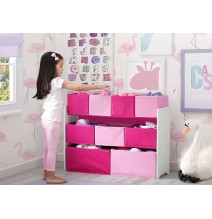 Didelę žaislų lentyna su 9 daiktadėžėmis Pink