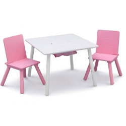 Staliukas su dviem kėdutėm White_Pink