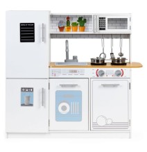 Vaikiška medinė virtuvėlė su šaldytuvu White Deluxe