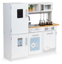 Vaikiška medinė virtuvėlė su šaldytuvu White Deluxe