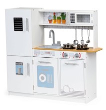 Vaikiška medinė virtuvėlė su šaldytuvu White Deluxe