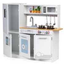Vaikiška medinė virtuvėlė su šaldytuvu White Deluxe