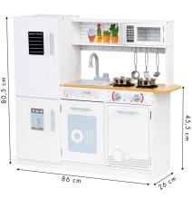Vaikiška medinė virtuvėlė su šaldytuvu White Deluxe