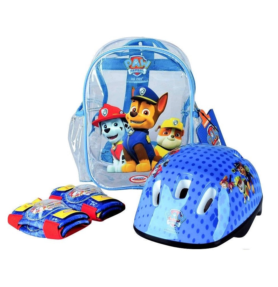 Apsaugos keliams ir alkūnėms, šalmas ir kuprinė Paw Patrol