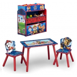 Baldų komplektas Paw Patrol: žaislų lentyna + stalas su 2 kėdutėmis