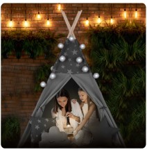 Palapinė Tipis Stars su pagalvėlėmis ir girliandomis