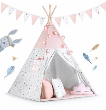Palapinė Tipis su pagalvėlėmis ir girliandomis