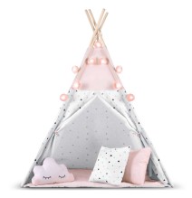 Palapinė Tipis su pagalvėlėmis ir girliandomis