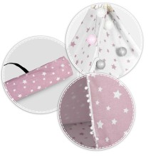 Palapinė Tipis Pink Stars su pagalvėlėmis ir girliandomis