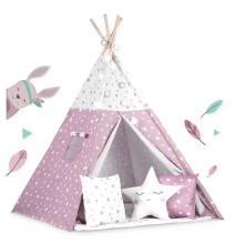 Palapinė Tipis Pink Stars su pagalvėlėmis ir girliandomis