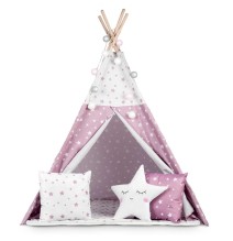 Palapinė Tipis Pink Stars su pagalvėlėmis ir girliandomis