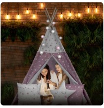 Palapinė Tipis Pink Stars su pagalvėlėmis ir girliandomis