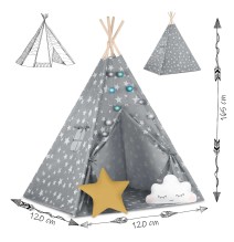Palapinė Tipis Grey su 2 pagalvėlėmis ir girliandomis