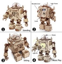Muzikinis medinis 3D konstruktorius Robotas