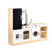 Medinė virtuvėlė Ecotoys XXL su indais ir garsais