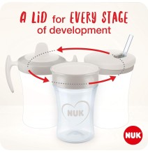 NUK Learn to Drink gertuvė su 3 dangteliais