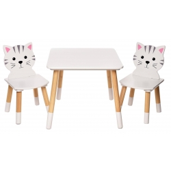 Medinis staliukas su 2 kėdutėmis Cat