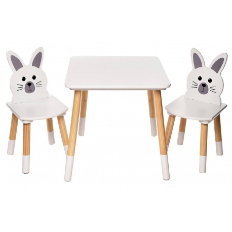 Medinis staliukas su 2 kėdutėmis Bunny