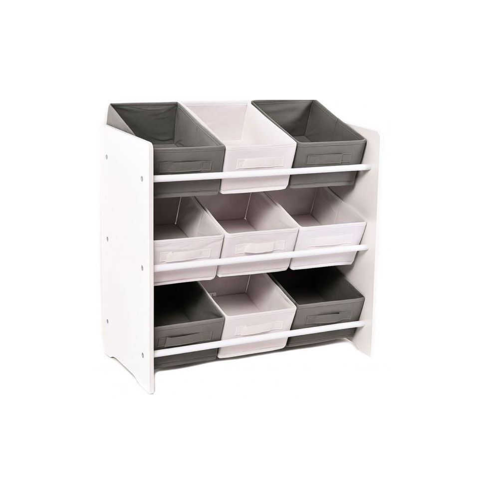 Žaislų lentyna su 9 daiktadėžėmis Grey White